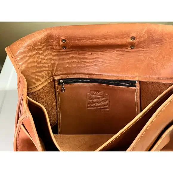 Coach USA Vintage Leather Briefcase Messenger Bag Tan Distressed *Read - Picture 9 of 14